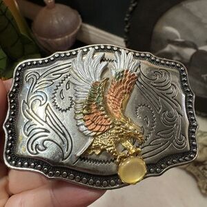 Vintage Eagle Holding Stone Belt Buckle